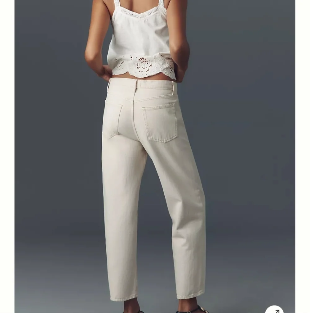 FRAME The Candle Mid-Rise Tapered Barrel Leg Women's Jeans InButter Yellow Sz 31 - Picture 2 of 9